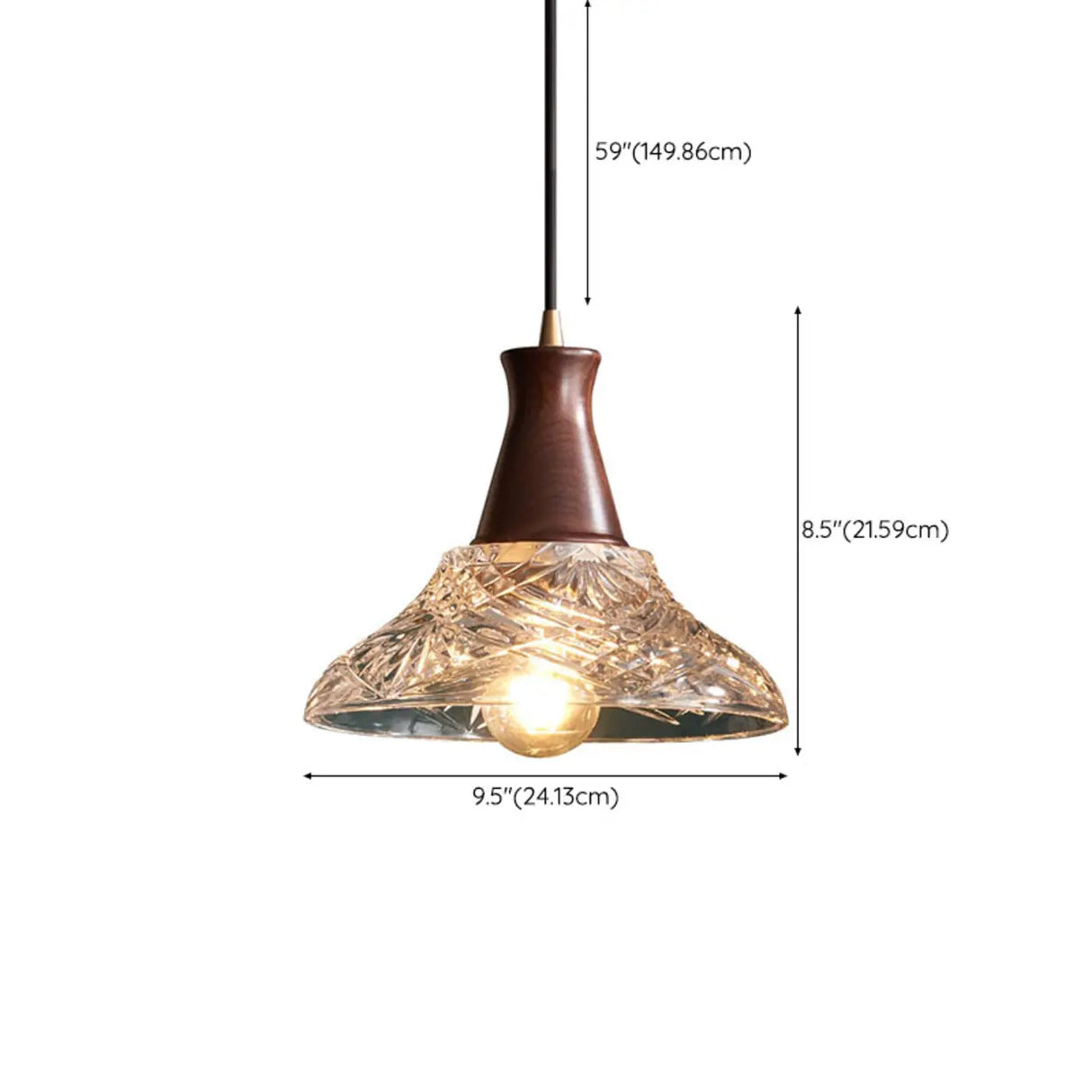 Classic Simplicity Glass Cone Brown Pendant Light 