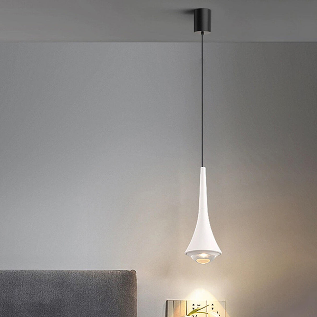 Classic Sleek Alloy Cone Metal Bedroom Pendant Light Image - 4