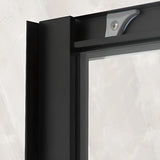 Classic Sliding Clear Glass Black Towel Bar Shower Door Image - 4