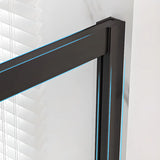 Classic Sliding Clear Glass Black Towel Bar Shower Door Image - 6