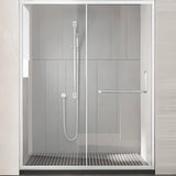 Classic Sliding Clear Glass Black Towel Bar Shower Door Image - 9