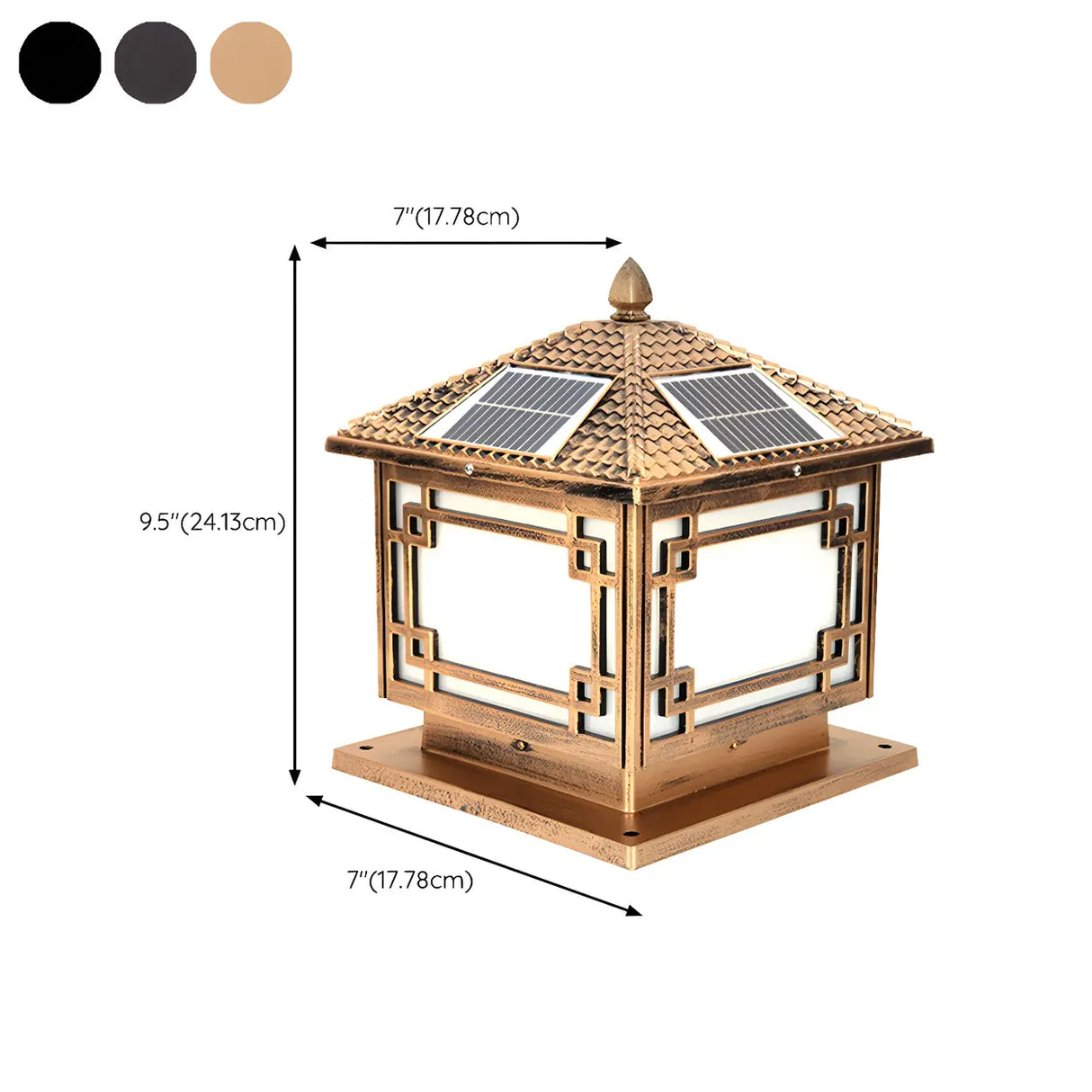 Classic Solar Asian Square Outdoor Garden Lantern Lamp 