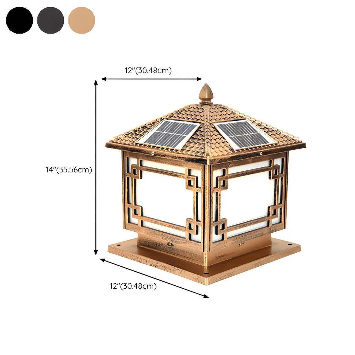 Classic Solar Asian Square Outdoor Garden Lantern Lamp Image - 16