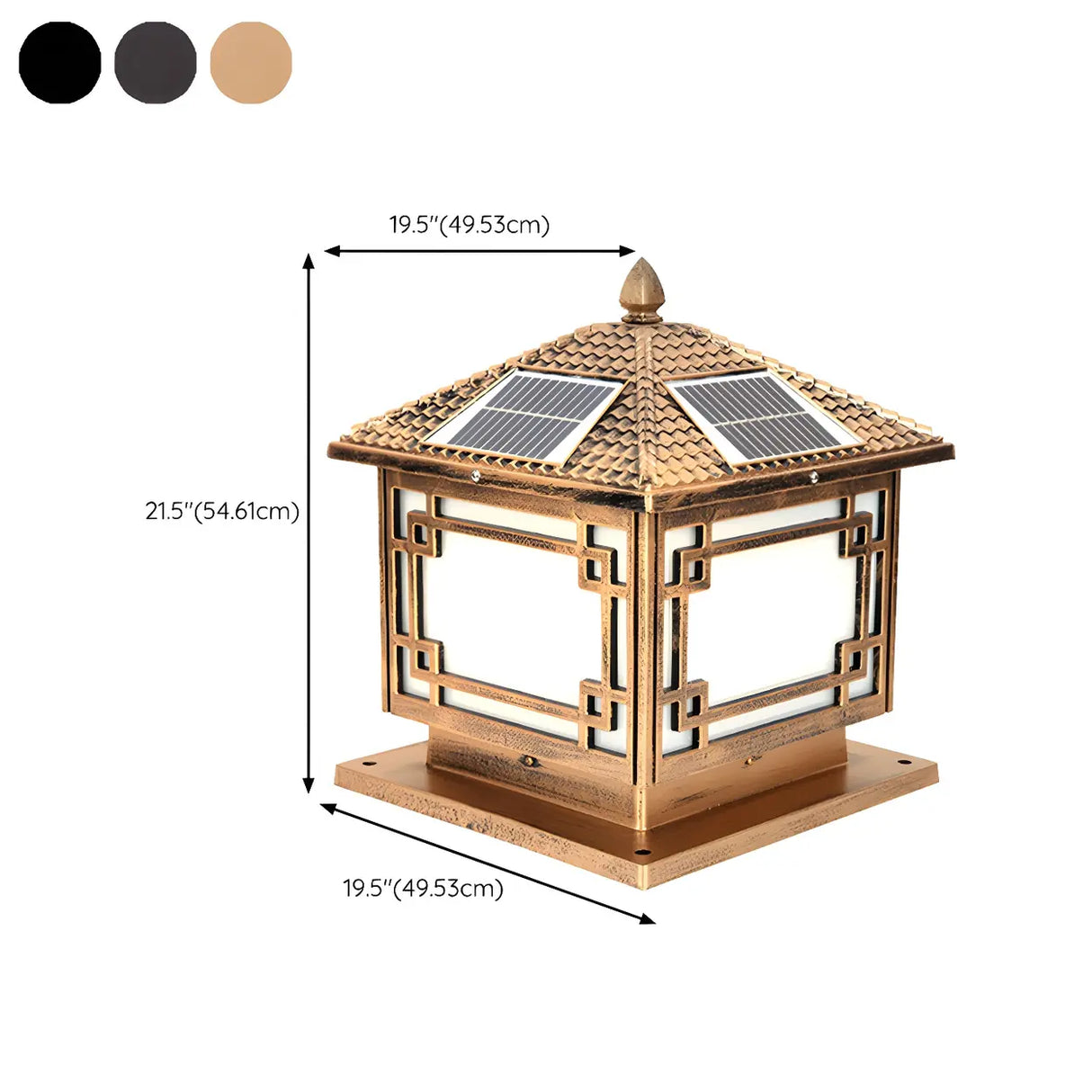 Classic Solar Asian Square Outdoor Garden Lantern Lamp Image - 18