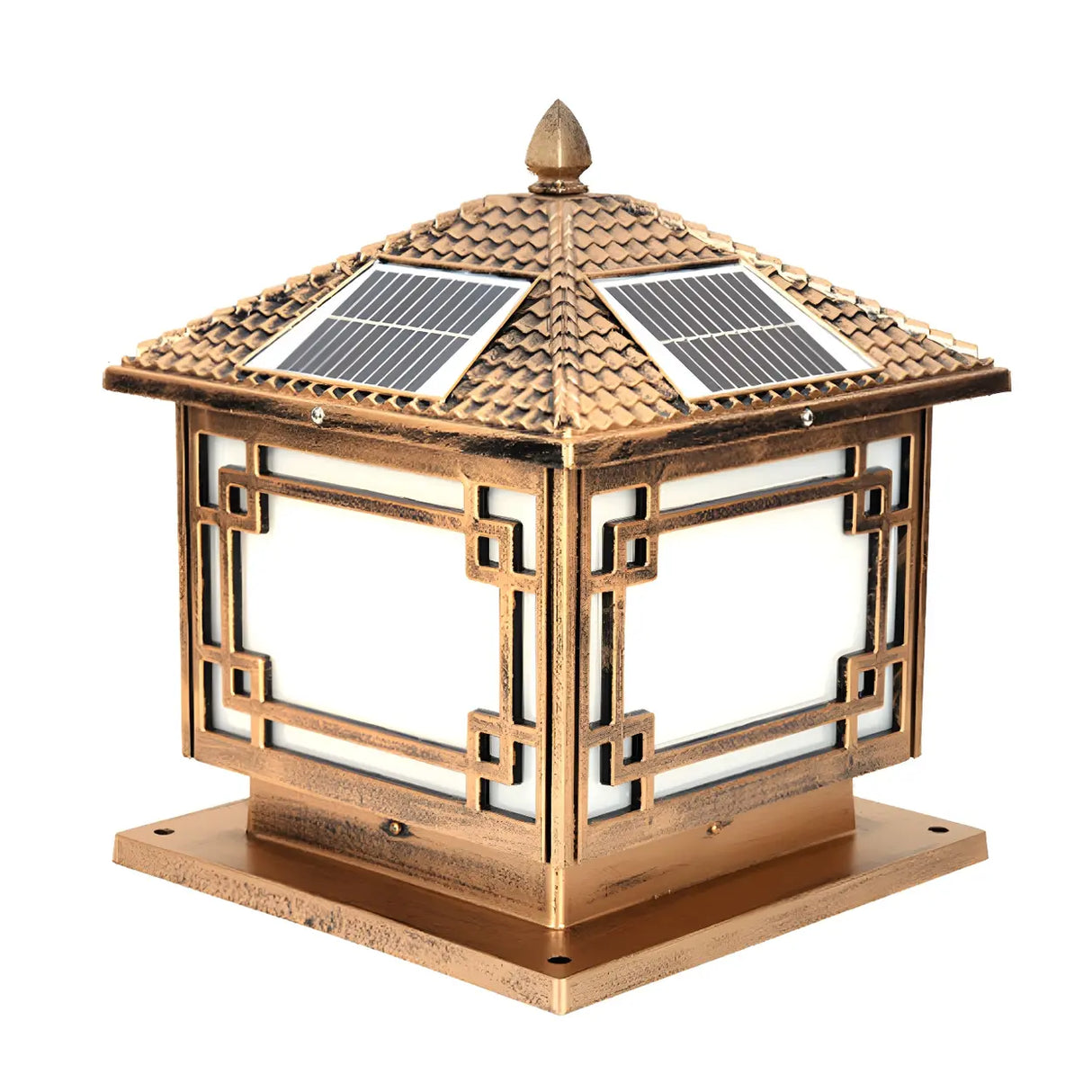 Classic Solar Asian Square Outdoor Garden Lantern Lamp Image - 3