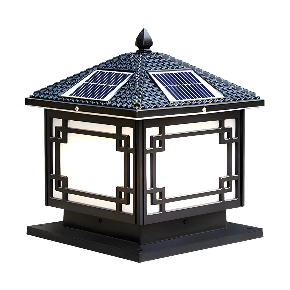 Classic Solar Asian Square Outdoor Garden Lantern Lamp Image - 5