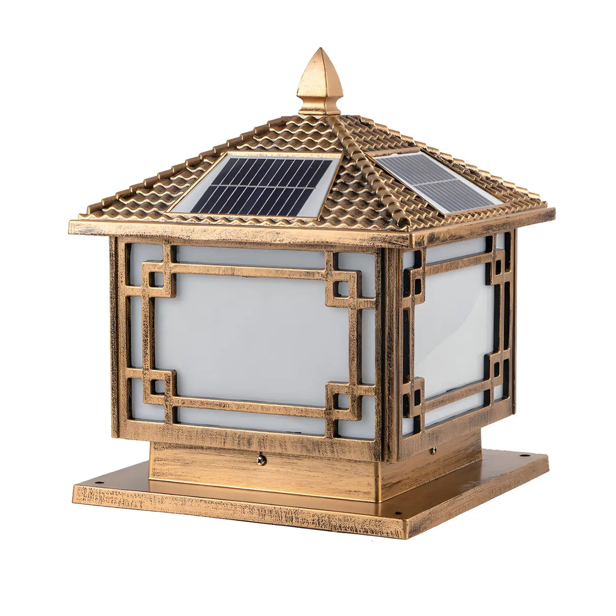 Classic Solar Asian Square Outdoor Garden Lantern Lamp Image - 8