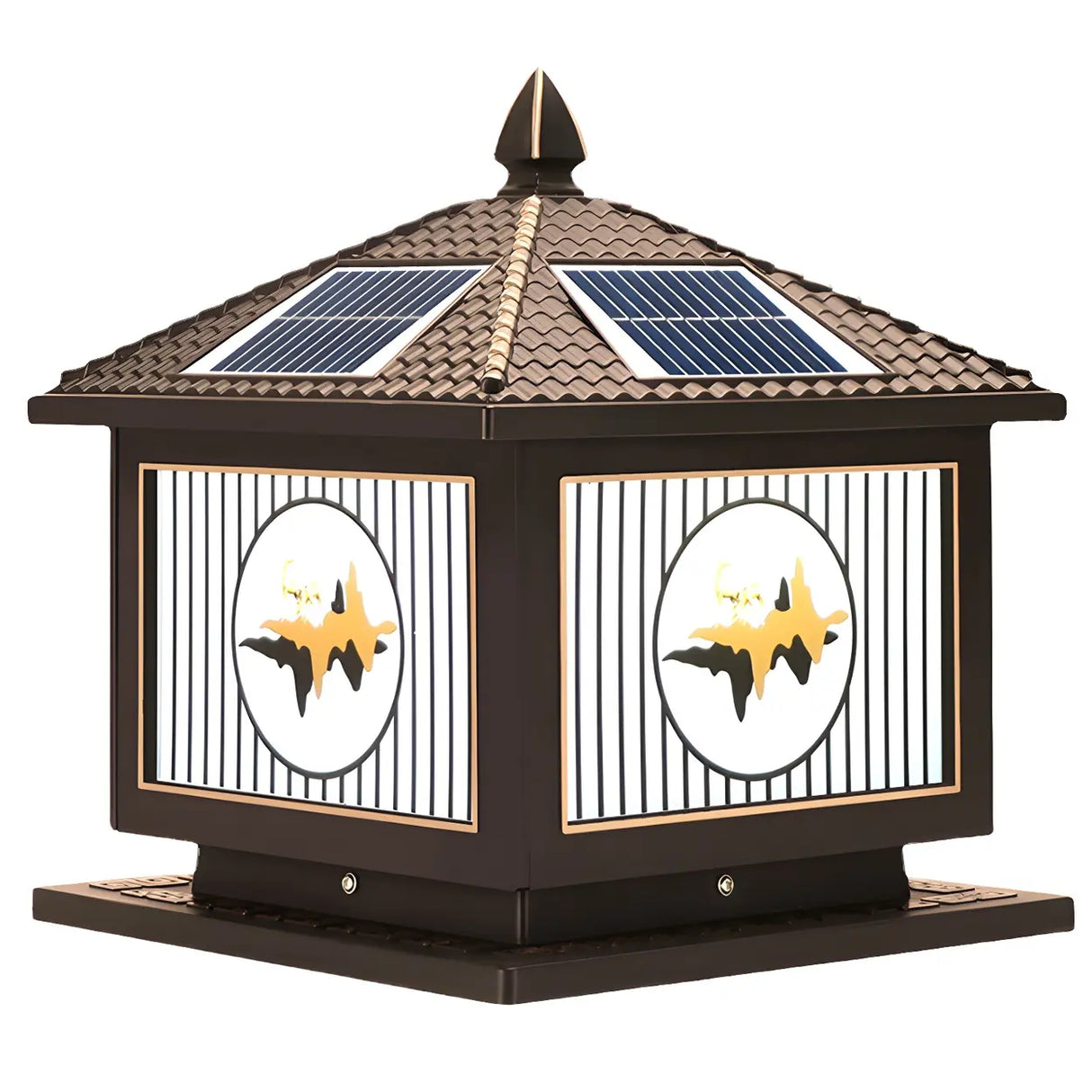 Classic Solar Chinese Pattern Square Outdoor Table Lamp Image - 10