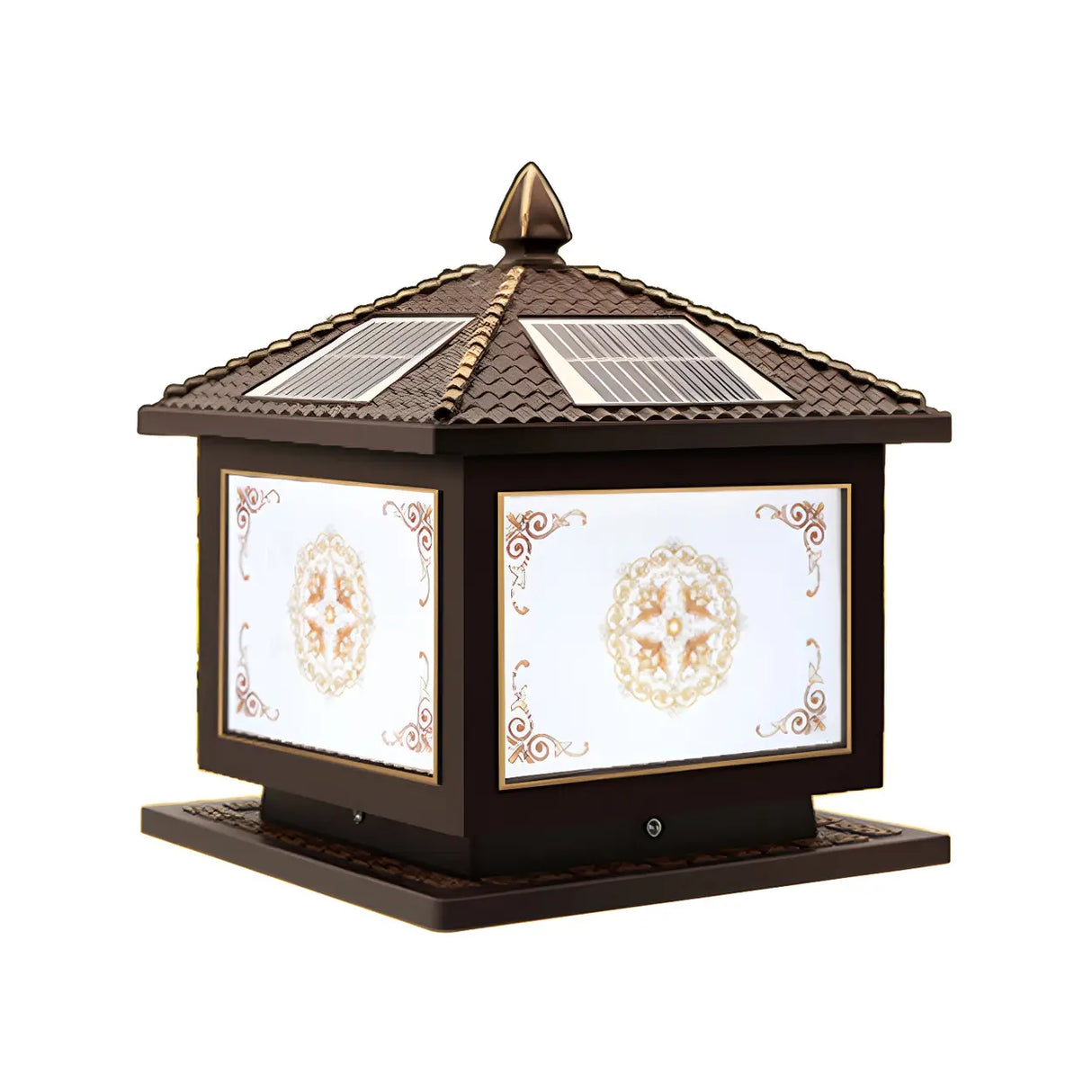 Classic Solar Chinese Pattern Square Outdoor Table Lamp Image - 12