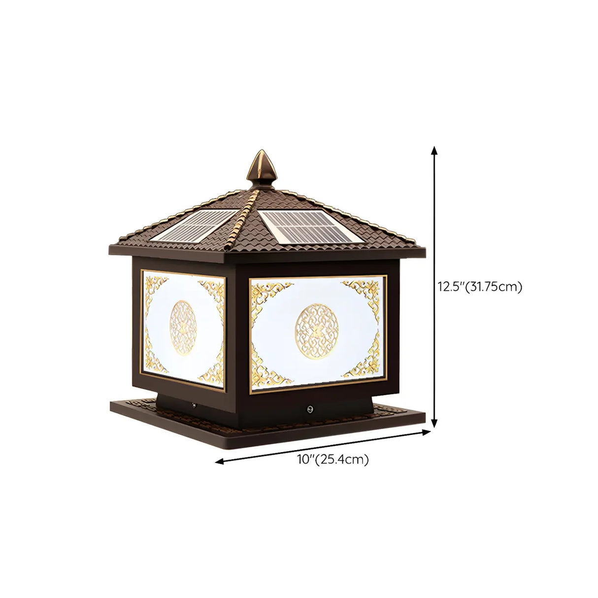 Classic Solar Chinese Pattern Square Outdoor Table Lamp Image - 21