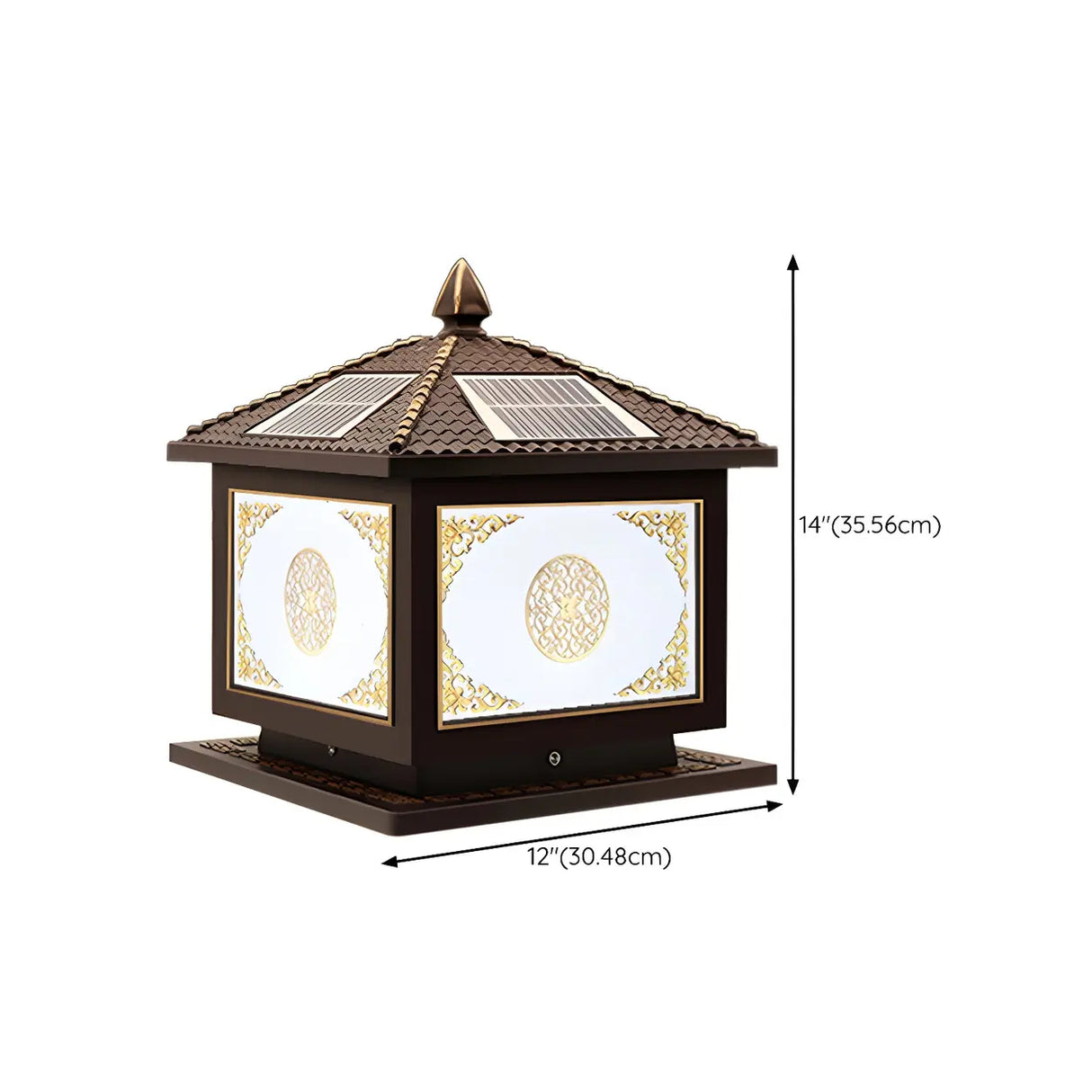 Classic Solar Chinese Pattern Square Outdoor Table Lamp Image - 22