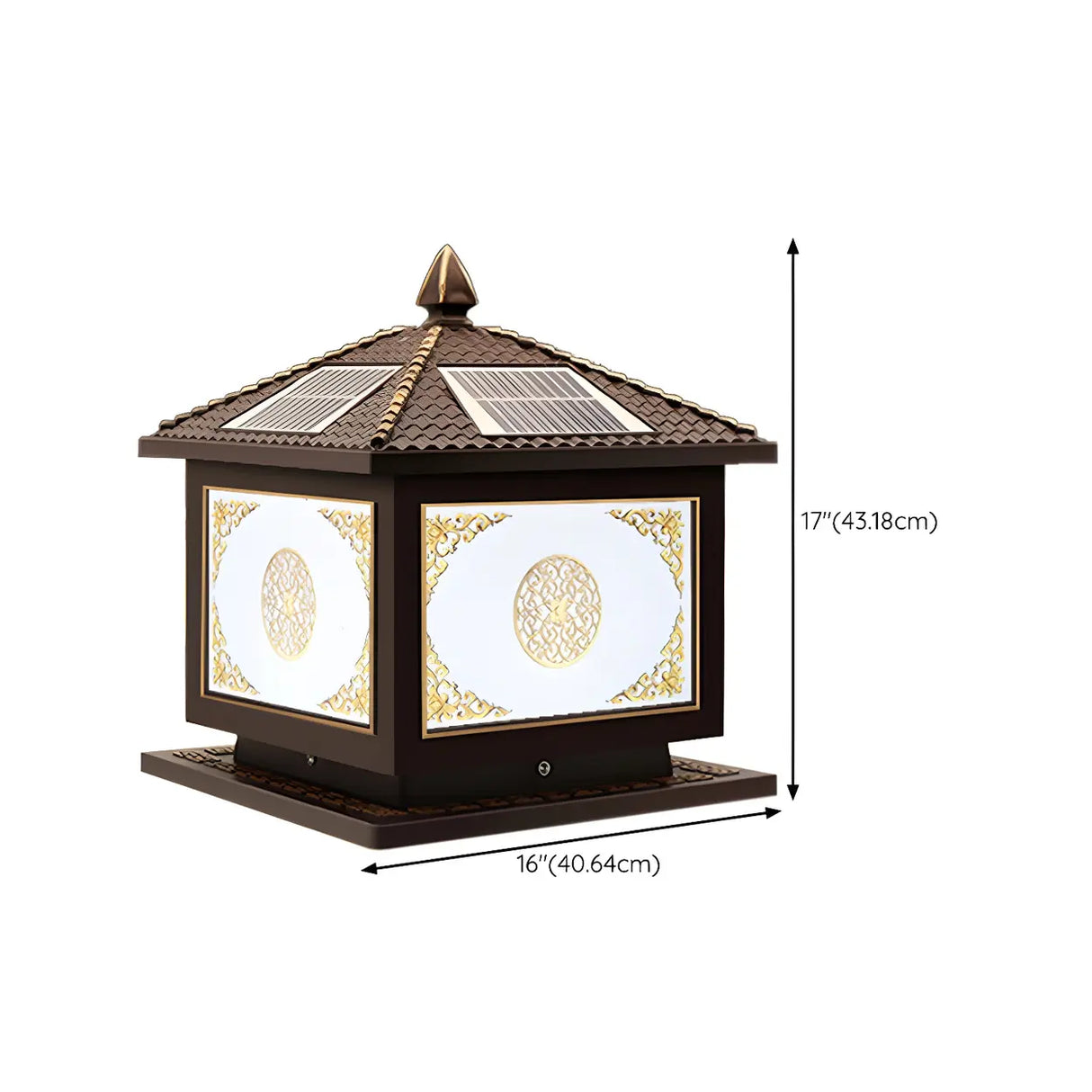 Classic Solar Chinese Pattern Square Outdoor Table Lamp Image - 23