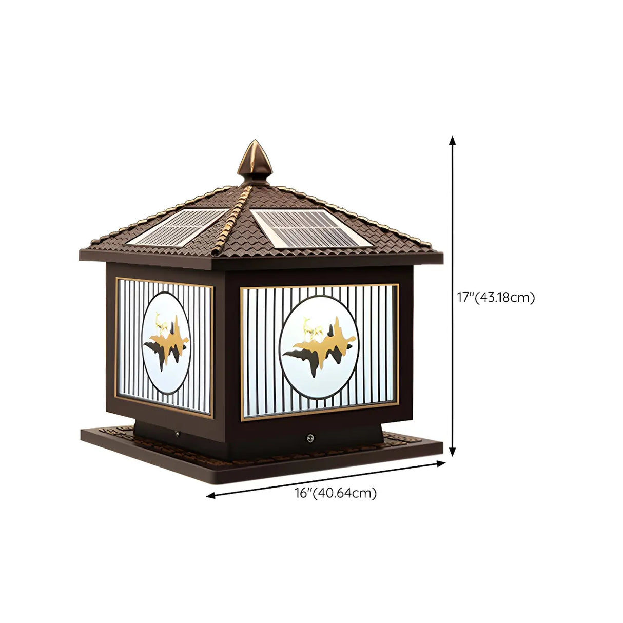 Classic Solar Chinese Pattern Square Outdoor Table Lamp Image - 26