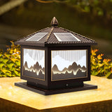 Classic Solar Chinese Pattern Square Outdoor Table Lamp Image - 3