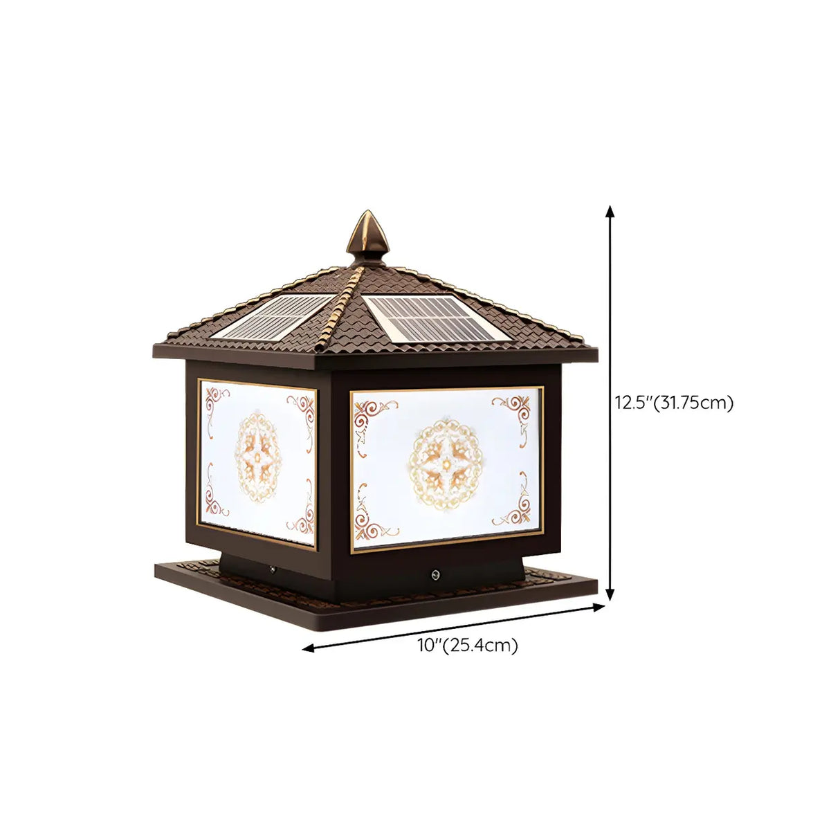 Classic Solar Chinese Pattern Square Outdoor Table Lamp Image - 30