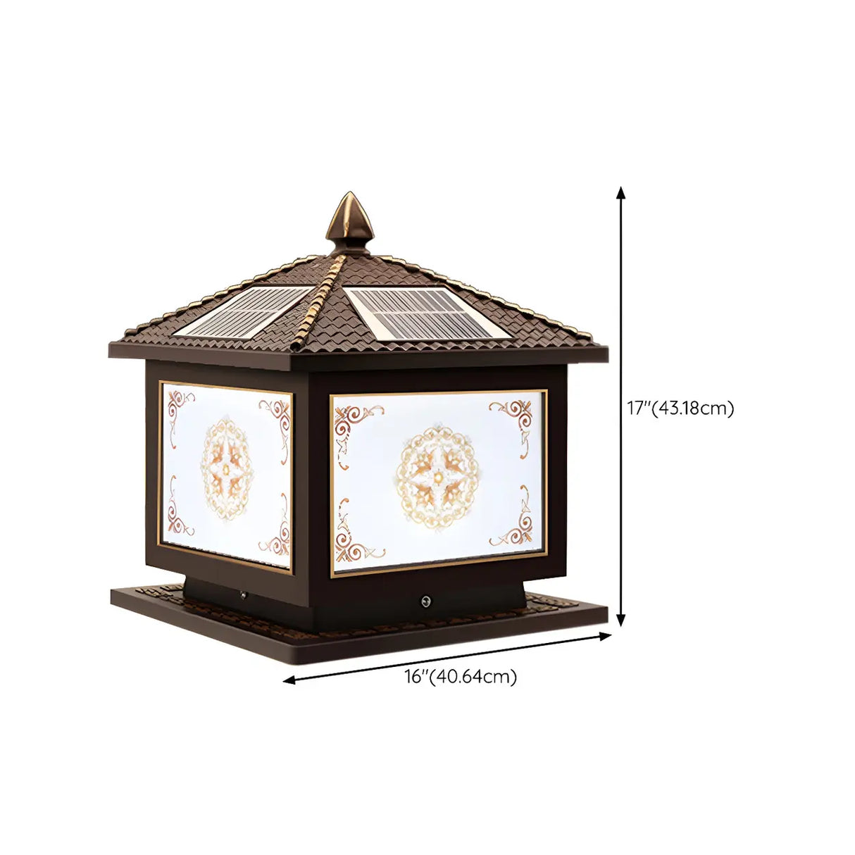 Classic Solar Chinese Pattern Square Outdoor Table Lamp Image - 32