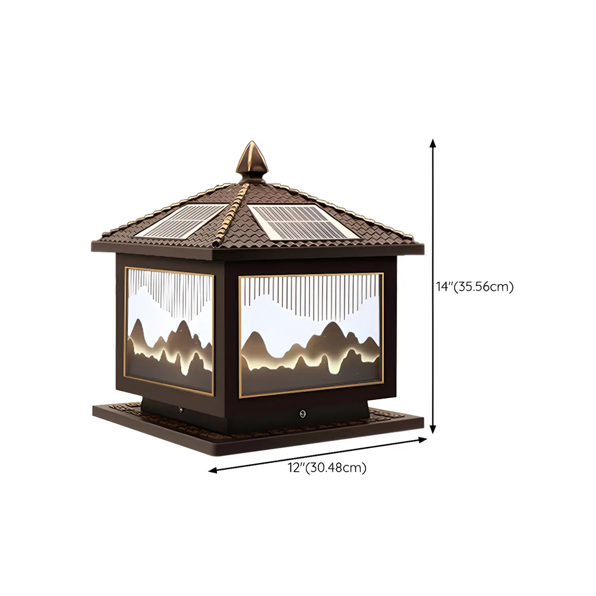 Classic Solar Chinese Pattern Square Outdoor Table Lamp Image - 34