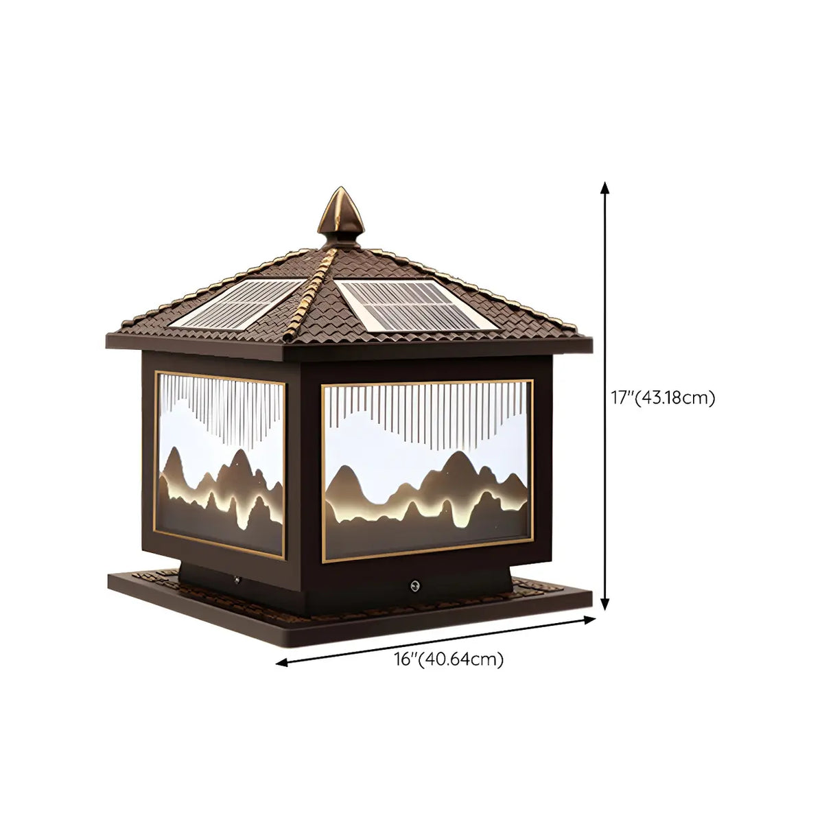 Classic Solar Chinese Pattern Square Outdoor Table Lamp Image - 35