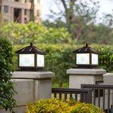 Classic Solar Chinese Pattern Square Outdoor Table Lamp Image - 6