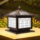 Classic Solar Chinese Pattern Square Outdoor Table Lamp Image - 7