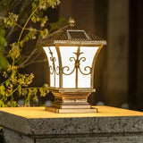 Classic Solar Outdoor Bronze Lantern Garden Post Light Image - 16