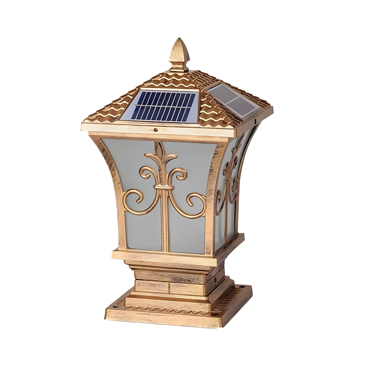 Classic Solar Outdoor Bronze Lantern Garden Post Light Image - 2