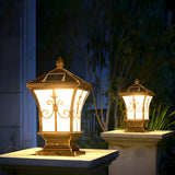 Classic Solar Outdoor Bronze Lantern Garden Post Light Image - 4