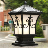 Classic Solar Outdoor Bronze Lantern Garden Post Light Image - 5