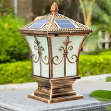 Classic Solar Outdoor Bronze Lantern Garden Post Light Image - 6