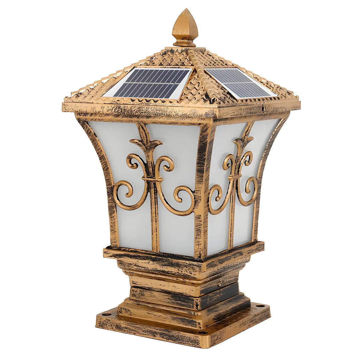 Classic Solar Outdoor Bronze Lantern Garden Post Light Image - 7