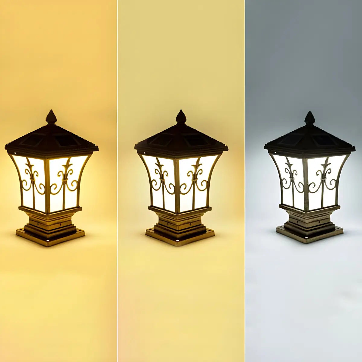 Classic Solar Outdoor Bronze Lantern Garden Post Light Image - 8