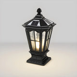 Classic Solar Pillar Lantern Gold LED Outdoor Table Lamp Image - 12