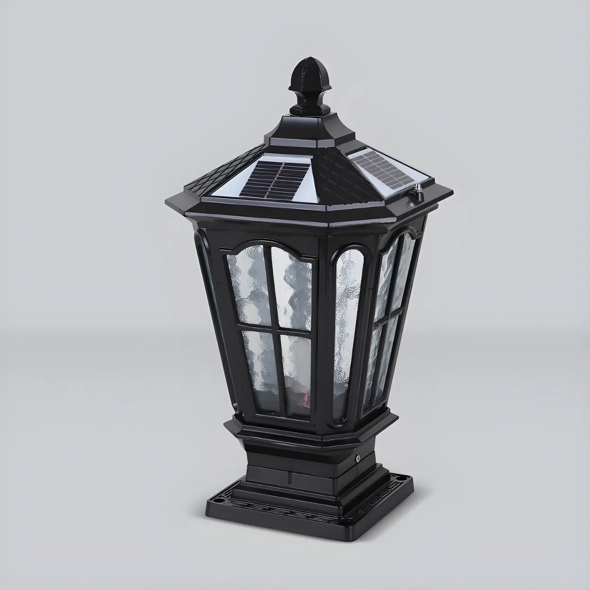 Classic Solar Pillar Lantern Gold LED Outdoor Table Lamp Image - 13