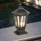 Classic Solar Pillar Lantern Gold LED Outdoor Table Lamp Image - 15