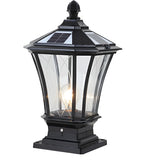 Classic Solar Pillar Lantern Gold LED Outdoor Table Lamp Image - 5