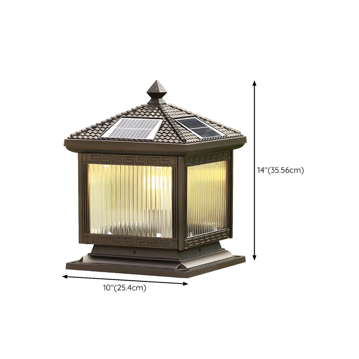 Classic Solar-Powered Lantern Glass Outdoor Table Lamp 