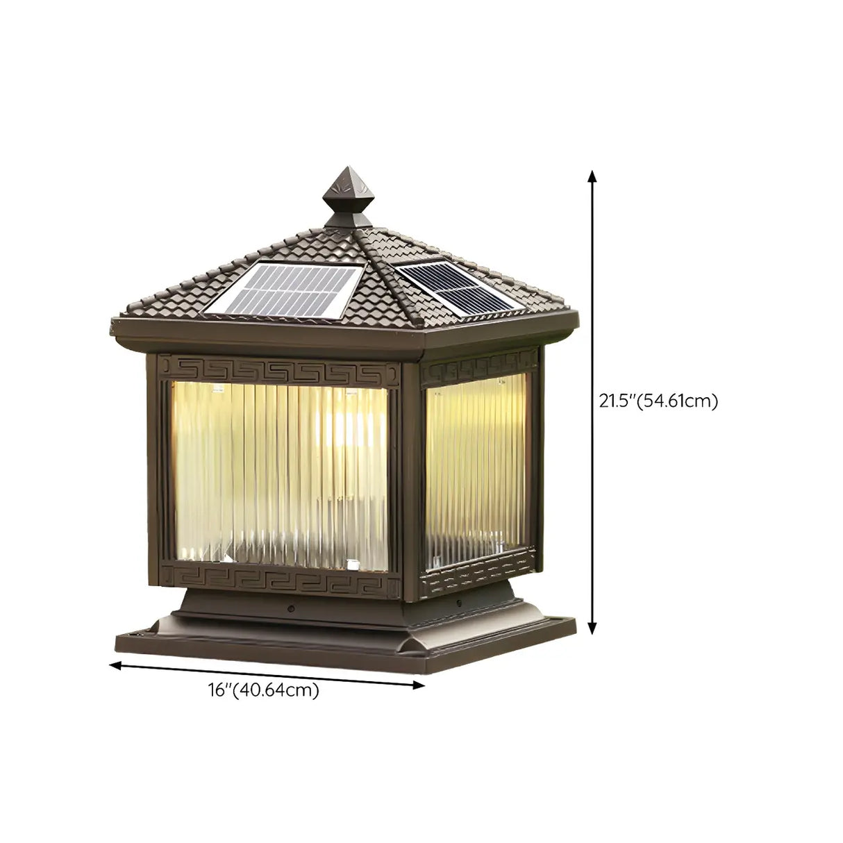 Classic Solar-Powered Lantern Glass Outdoor Table Lamp Image - 12