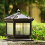 Classic Solar-Powered Lantern Glass Outdoor Table Lamp Image - 3