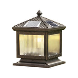 Classic Solar-Powered Lantern Glass Outdoor Table Lamp Image - 5