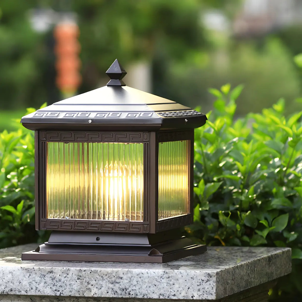 Classic Solar-Powered Lantern Glass Outdoor Table Lamp Image - 6