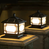 Classic Solar Square Metal Outdoor Fence Table Lamp Image - 11