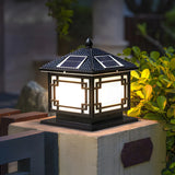 Classic Solar Square Metal Outdoor Fence Table Lamp Image - 12