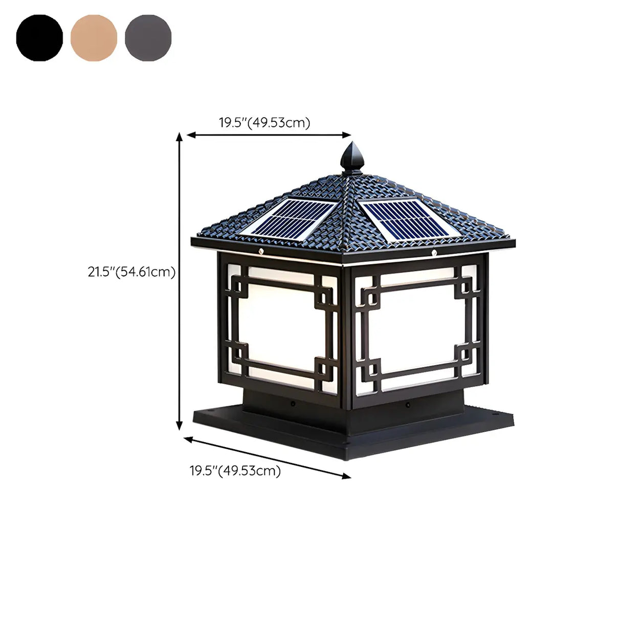 Classic Solar Square Metal Outdoor Fence Table Lamp 