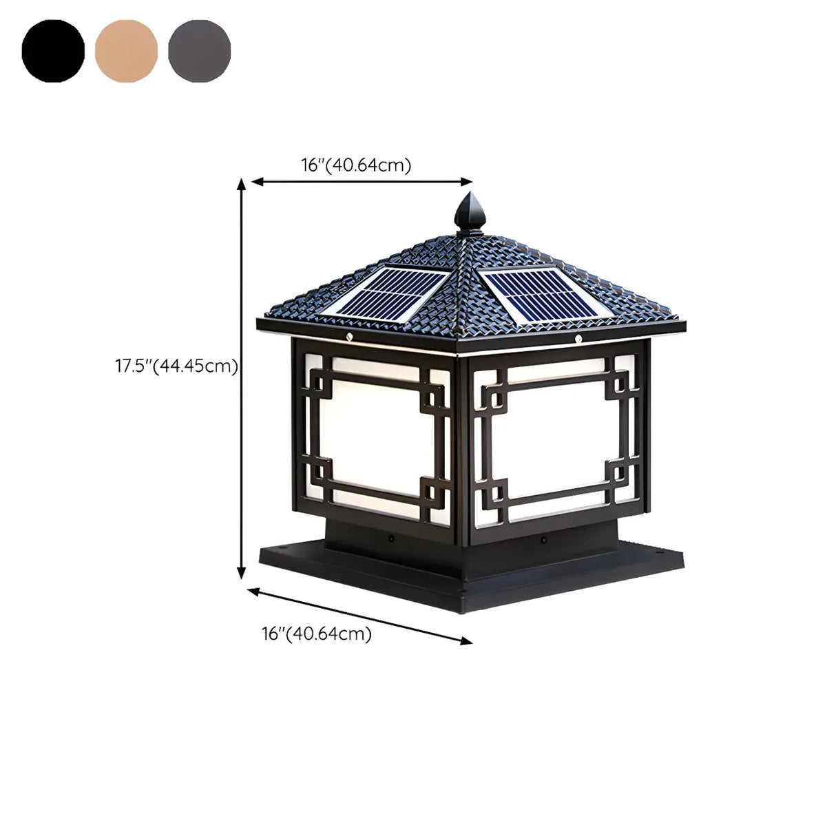 Classic Solar Square Metal Outdoor Fence Table Lamp Image - 15