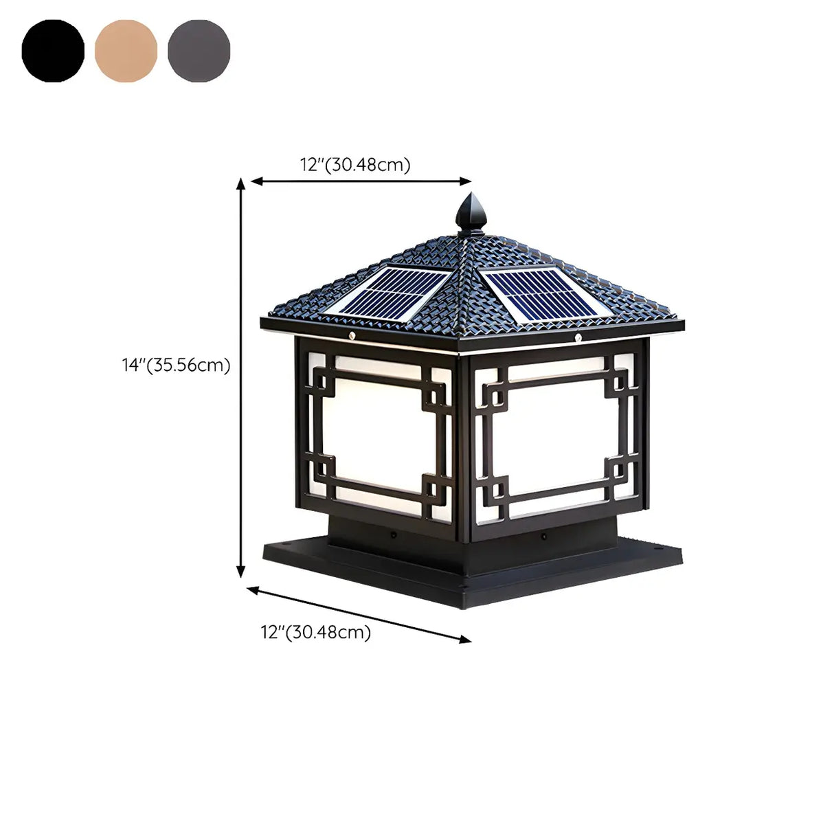 Classic Solar Square Metal Outdoor Fence Table Lamp Image - 16