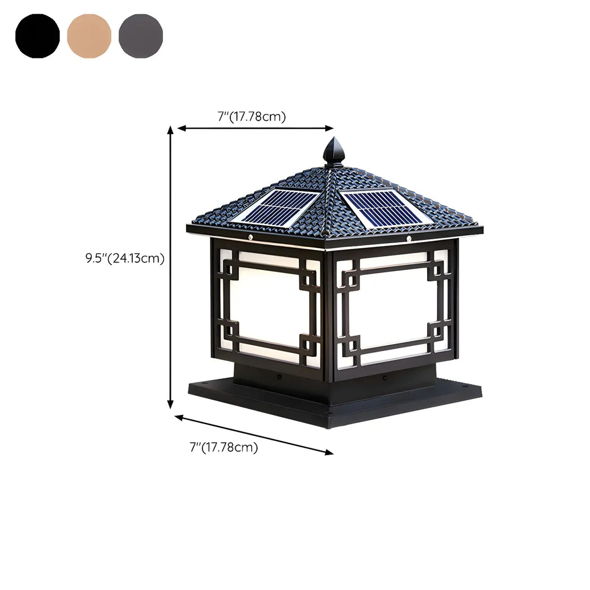 Classic Solar Square Metal Outdoor Fence Table Lamp Image - 18