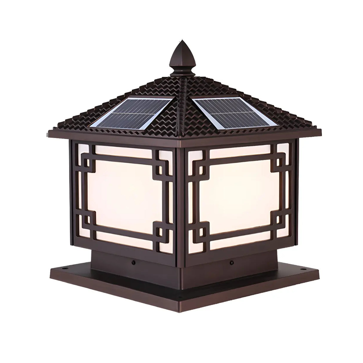 Classic Solar Square Metal Outdoor Fence Table Lamp Image - 3