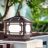 Classic Solar Square Metal Outdoor Fence Table Lamp Image - 6