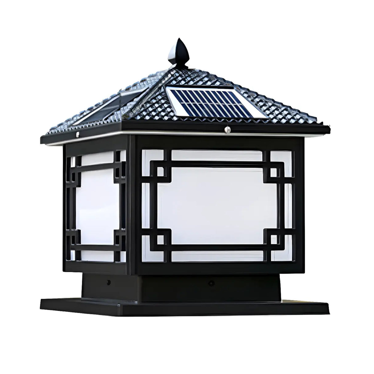 Classic Solar Square Metal Outdoor Fence Table Lamp Image - 8