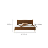 Classic Solid Wood Brown Queen Panel Bed with Headboard #size